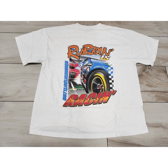 Vtg MBNA Motorsports Racing On The Edge Graphic T-Shirt XL Rubbin' is Racin' - Picture 3 of 4